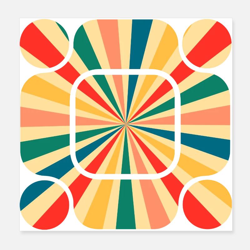 Retro Pattern: Tauchen Sie ein in die Schwingung der Farben Poster 20x20 cm