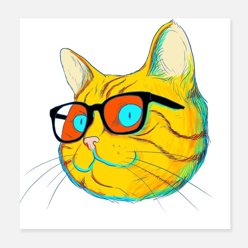 Cat with glasses Poster 8" x 8" (20x20 cm)
