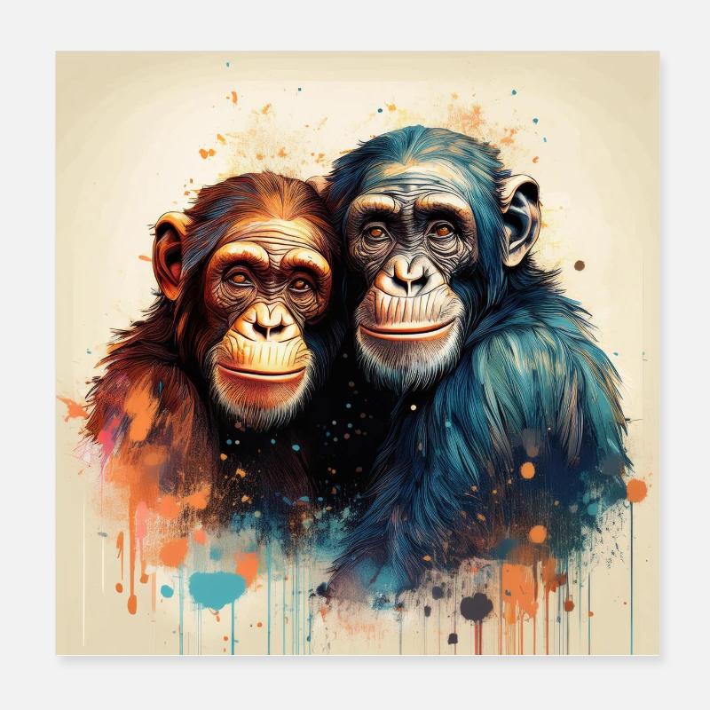 Chimpanser forelskede Poster 20x20 cm