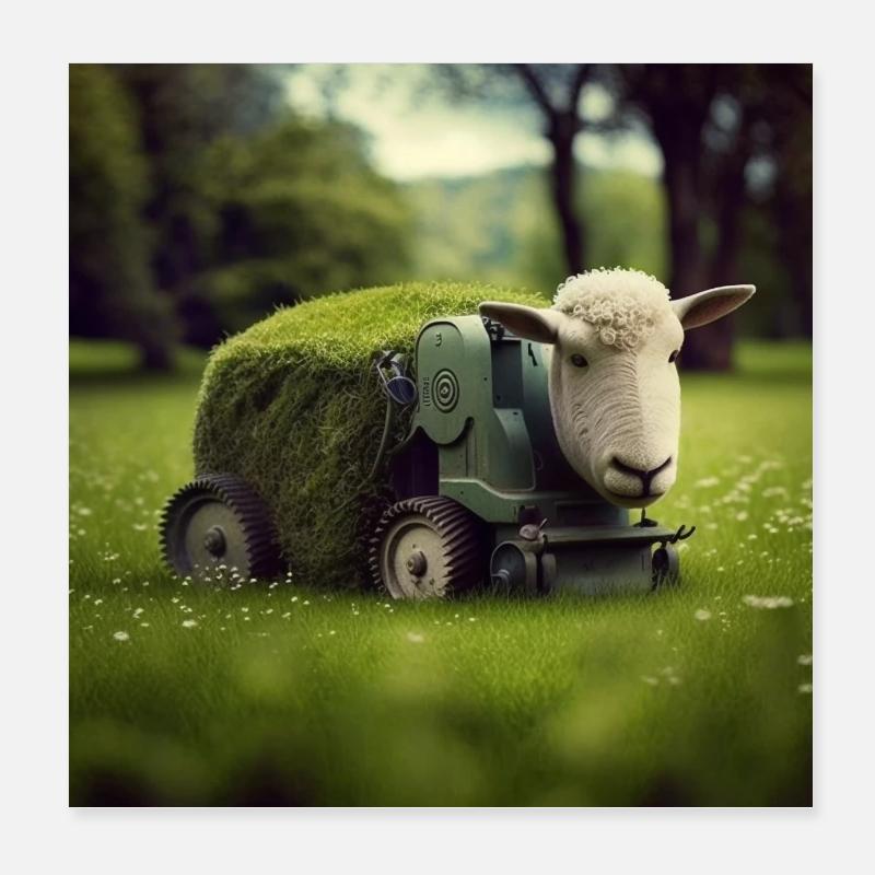 Spielerisches Mähen Poster 20x20 cm