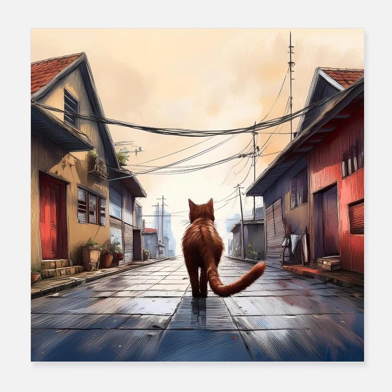 Chat de gouttière Poster 20 x 20 cm