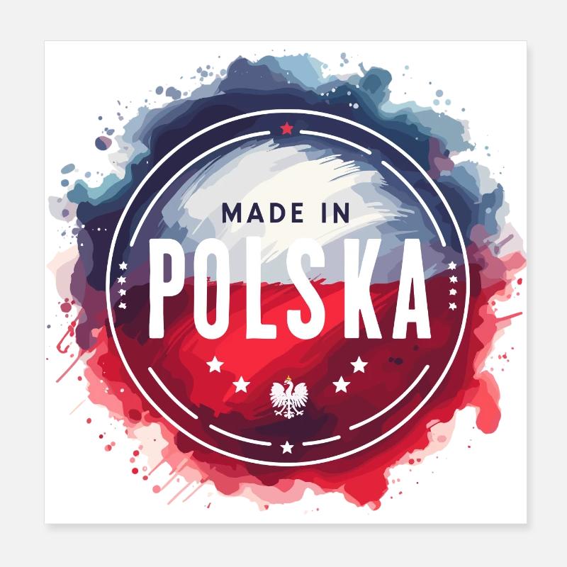 Made in Polska Poland Polish Red White Gift Poster 8" x 8" (20x20 cm)