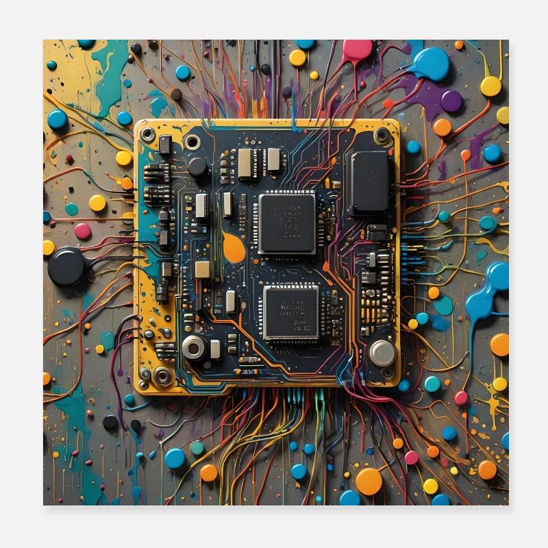 Microchip colored Poster 20x20 cm