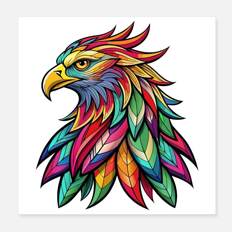 Colorful Eagle Poster 8" x 8" (20x20 cm)