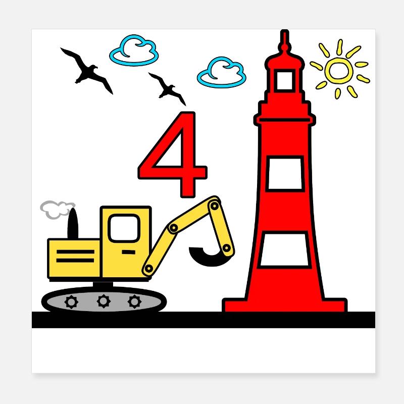 Excavator Poster 8" x 8" (20x20 cm)