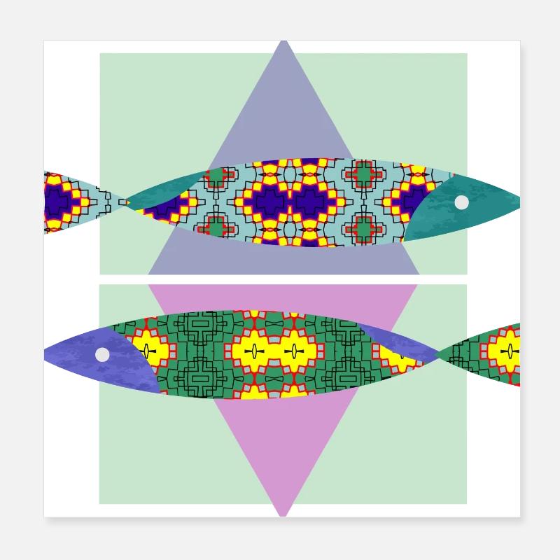Poissons Poster 20 x 20 cm