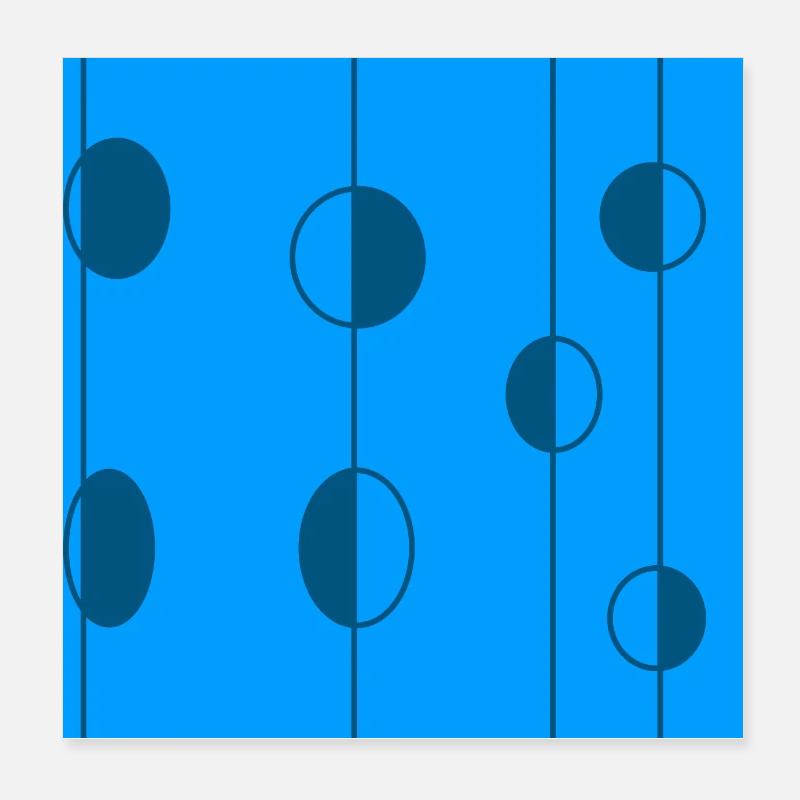 Planètes bleues alignées Poster 20 x 20 cm