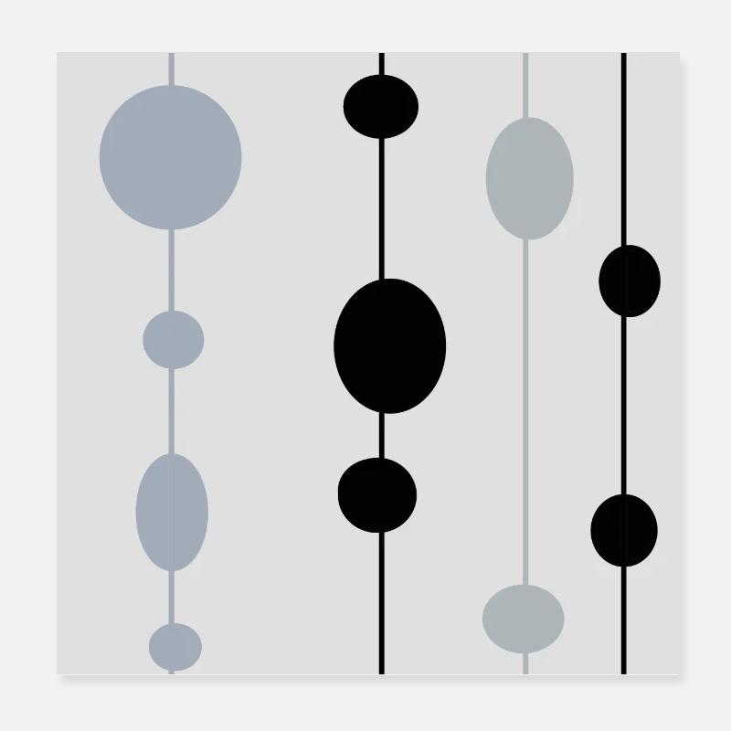 Graue und schwarze Kreise auf grauem Hintergrund Poster 20x20 cm