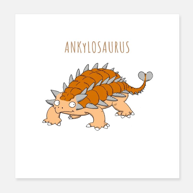 Funny illustration of an ANKYLOSAURUS Poster 8" x 8" (20x20 cm)