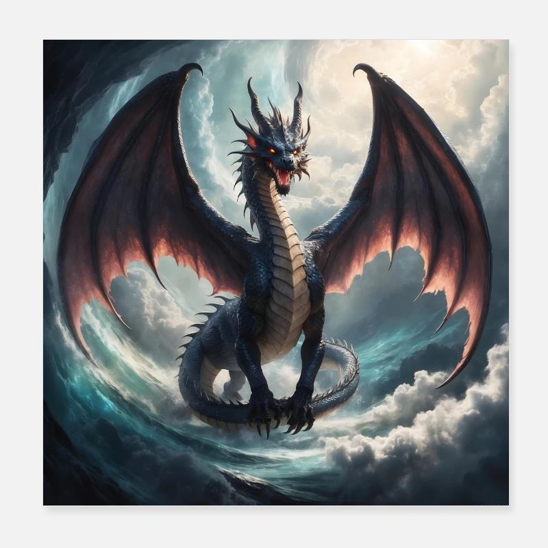 Majestätischer Drache Poster 20x20 cm