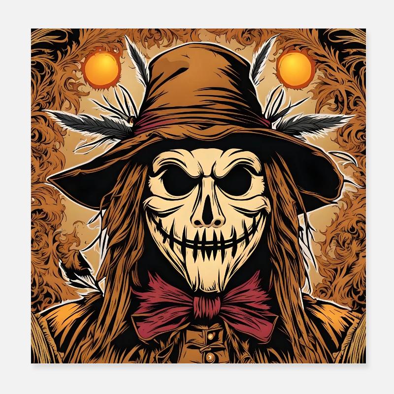 Portrait d'un effrayant épouvantail Poster 20 x 20 cm