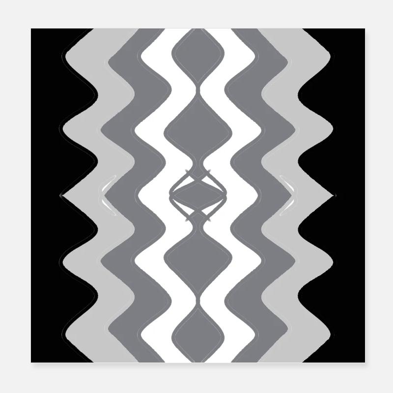 Zick-Zack-Vertikal Grau Poster 20x20 cm