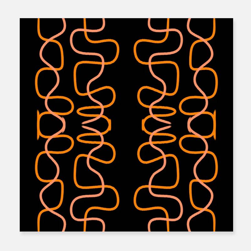 Courbes verticales orange Poster 20 x 20 cm