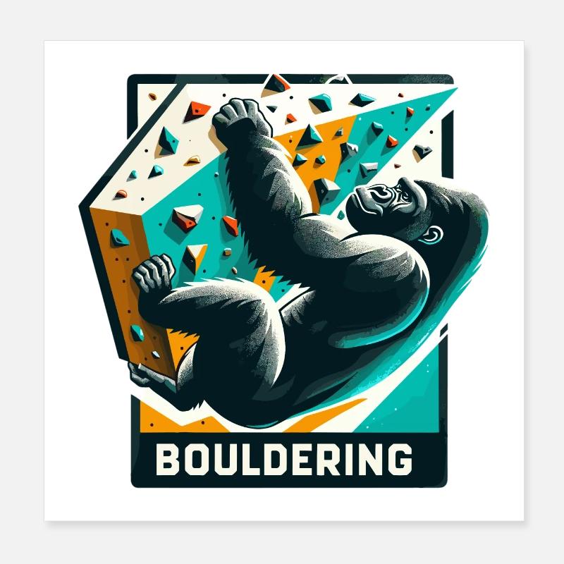 Bouldern Gorilla Geschenk Poster 20x20 cm