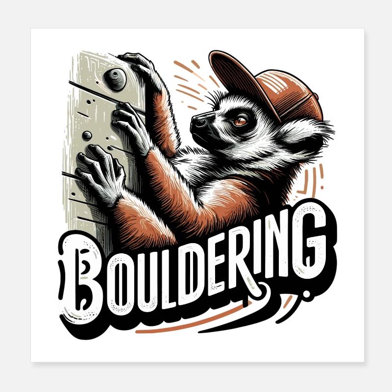 Bouldering Lemur Climbing Gift Poster 8" x 8" (20x20 cm)