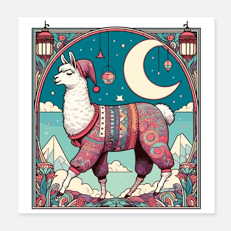 Lama Pyjama Geschenk Poster 20x20 cm