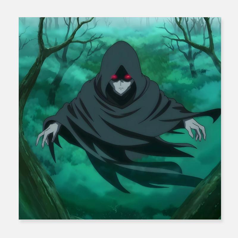 Anime Ghost in green - Poster 20x20 cm - Weiß