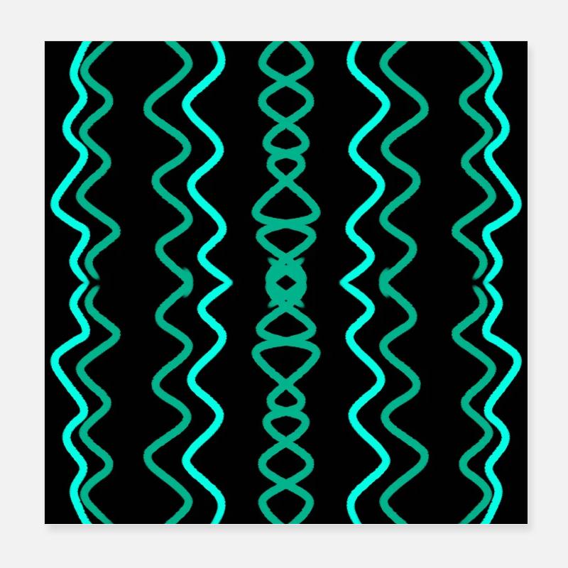 Lignes ondulées verticales bleues et sarcelle Poster 20 x 20 cm