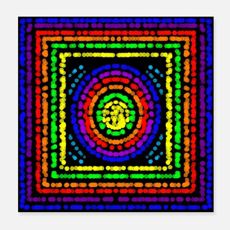 rainbow squares and circles Poster 8" x 8" (20x20 cm)