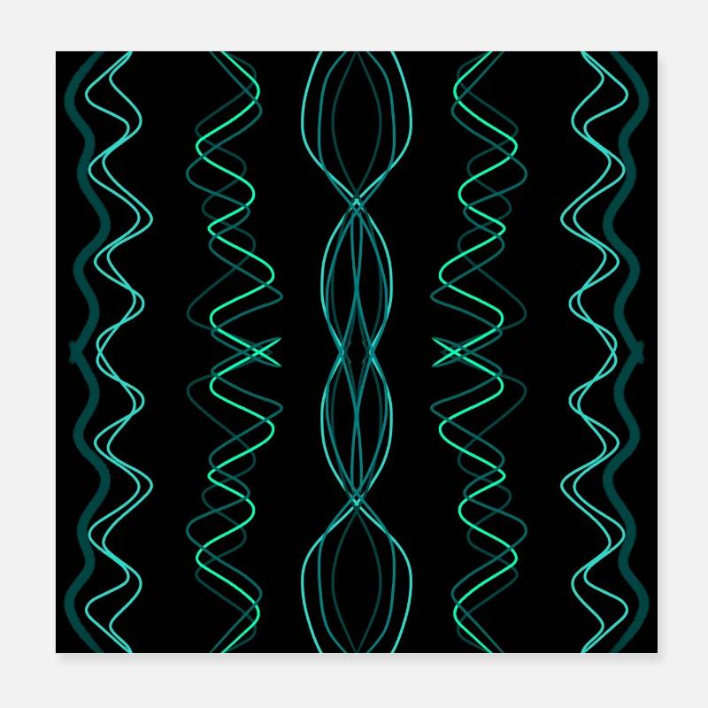green and light blue zigzag lines Poster 8" x 8" (20x20 cm)