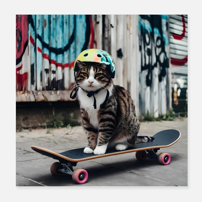 skate kitty Poster 20x20 cm