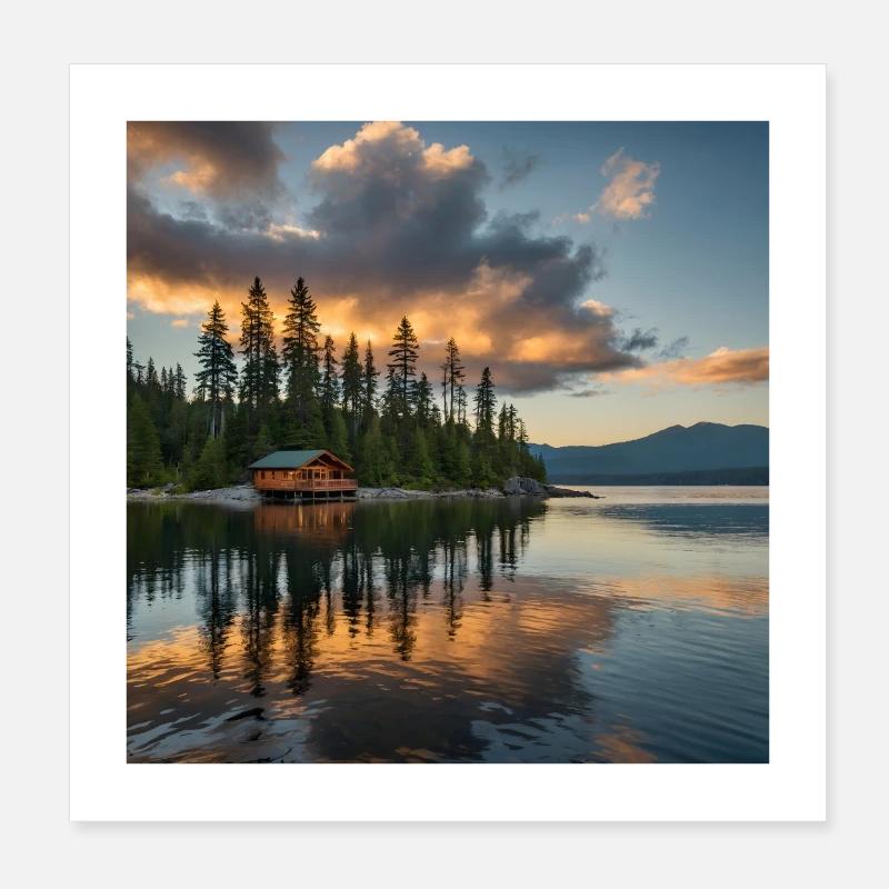 Pavillon du lac Bear Poster 20 x 20 cm