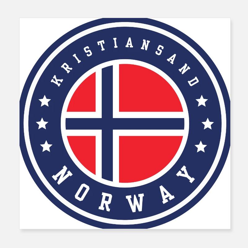 Kristiansand Drapeau de la Norvège Poster 20 x 20 cm