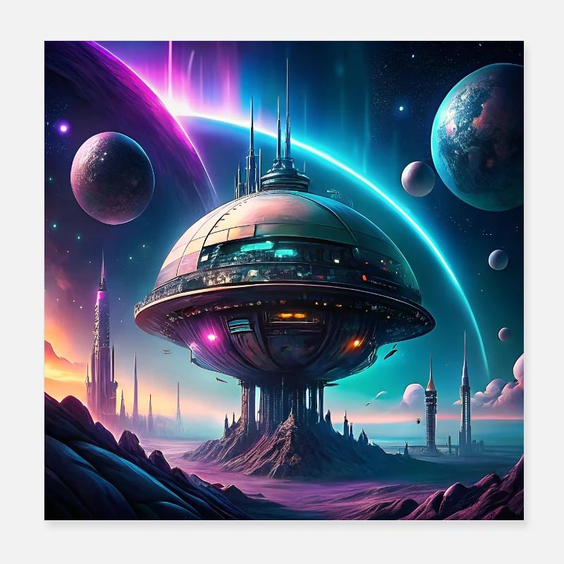 Futuristic City Poster 8" x 8" (20x20 cm)