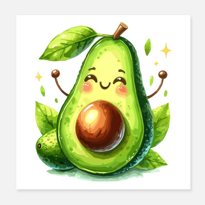 Avocado Funny Positive Optimism Gift Poster 8" x 8" (20x20 cm)