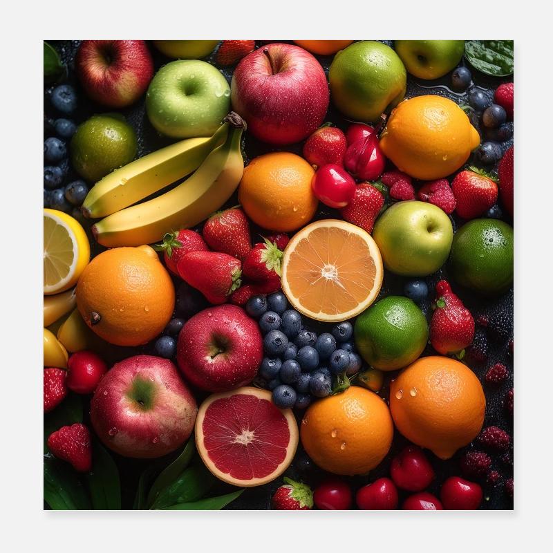 Früchte - Poster 20x20 cm - Weiß