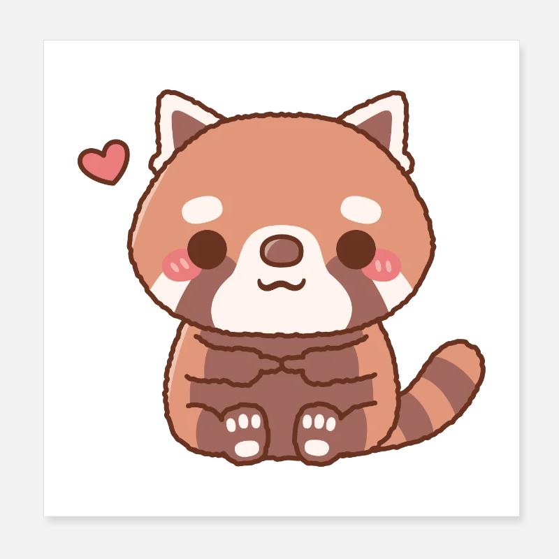 Panda roux timide mignon Poster 20 x 20 cm