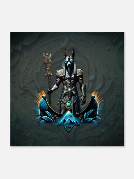 Anubis, der Gott der Toten. - Poster 20x20 cm - Weiß