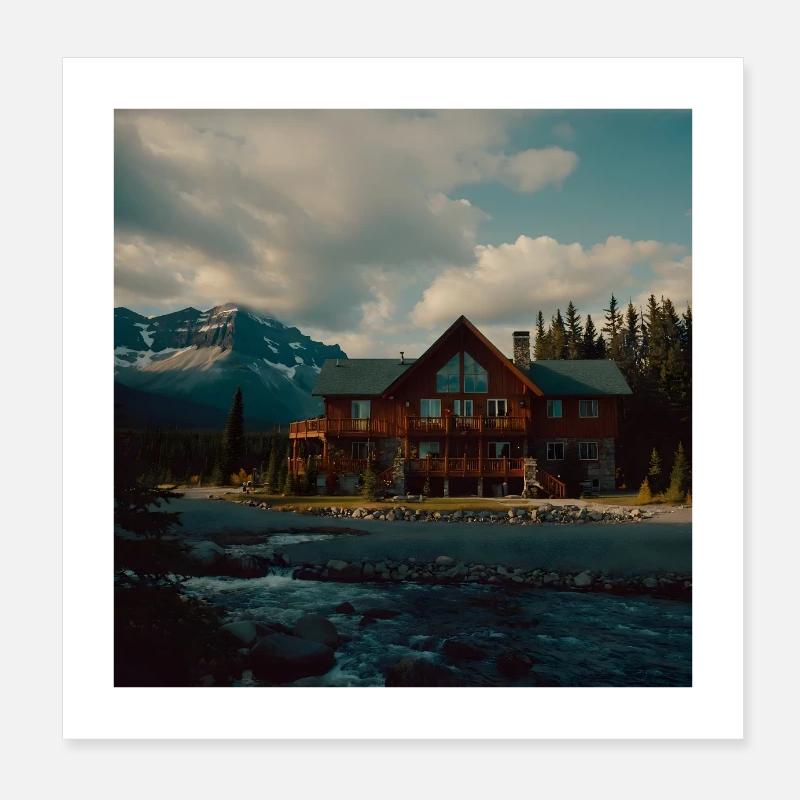 Riverfront Lodge dans les Poster 20 x 20 cm