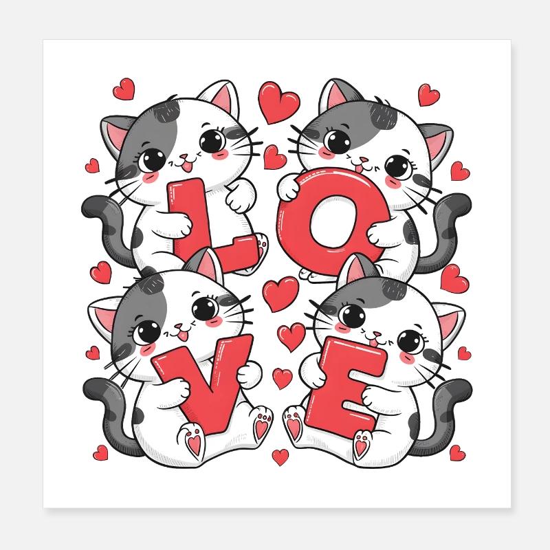 AMOUR Chats Poster 20 x 20 cm