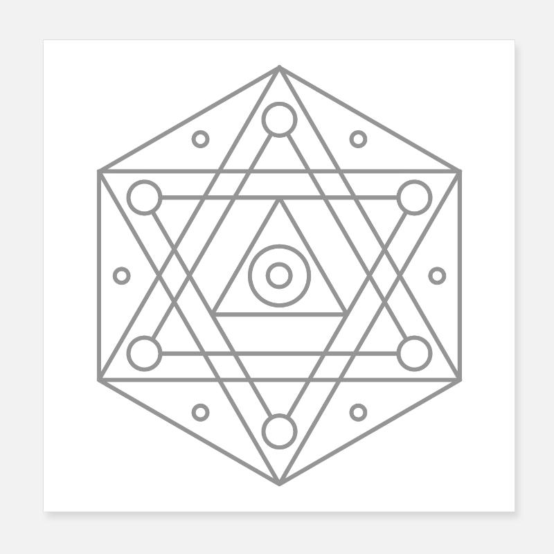Géométrie Sacrée, Mandala, Hexagone, Univers Poster 20 x 20 cm