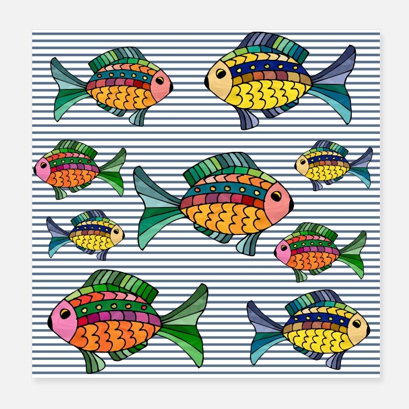 Fishes Poster 8" x 8" (20x20 cm)