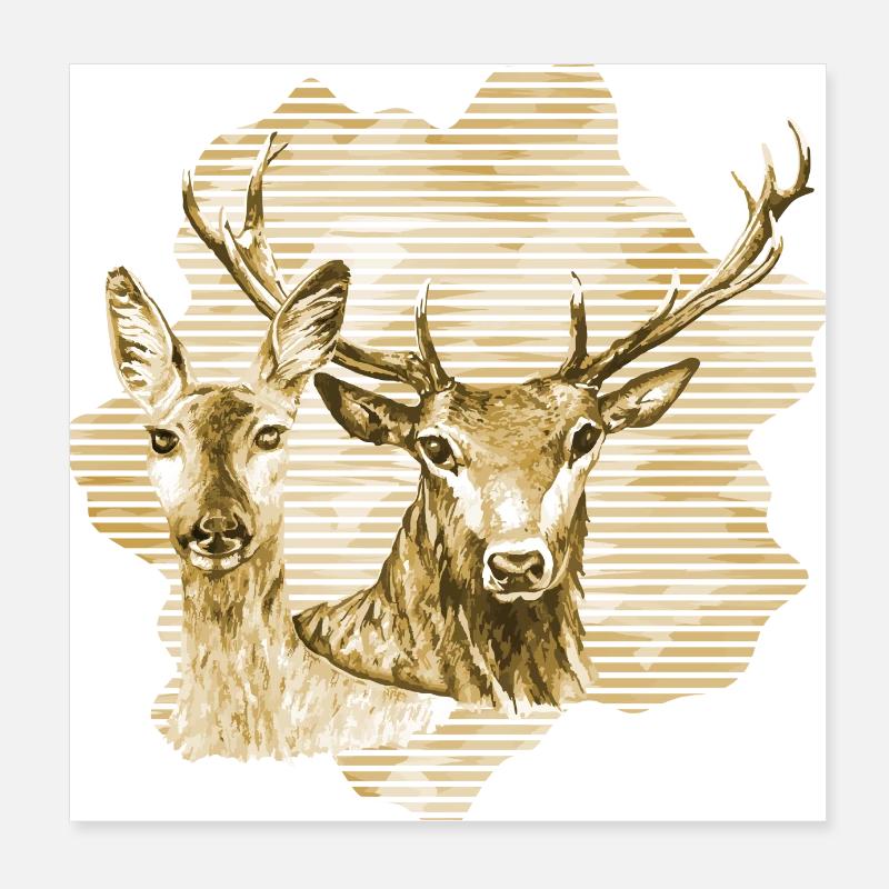 Cerf et biche Poster 20 x 20 cm