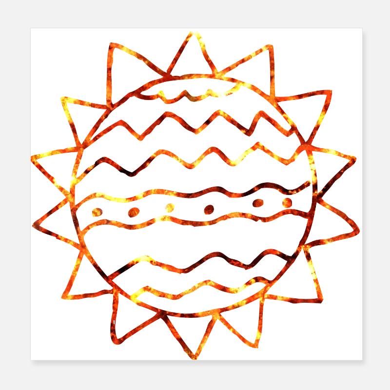 Burning Fire Sun Poster 8" x 8" (20x20 cm)