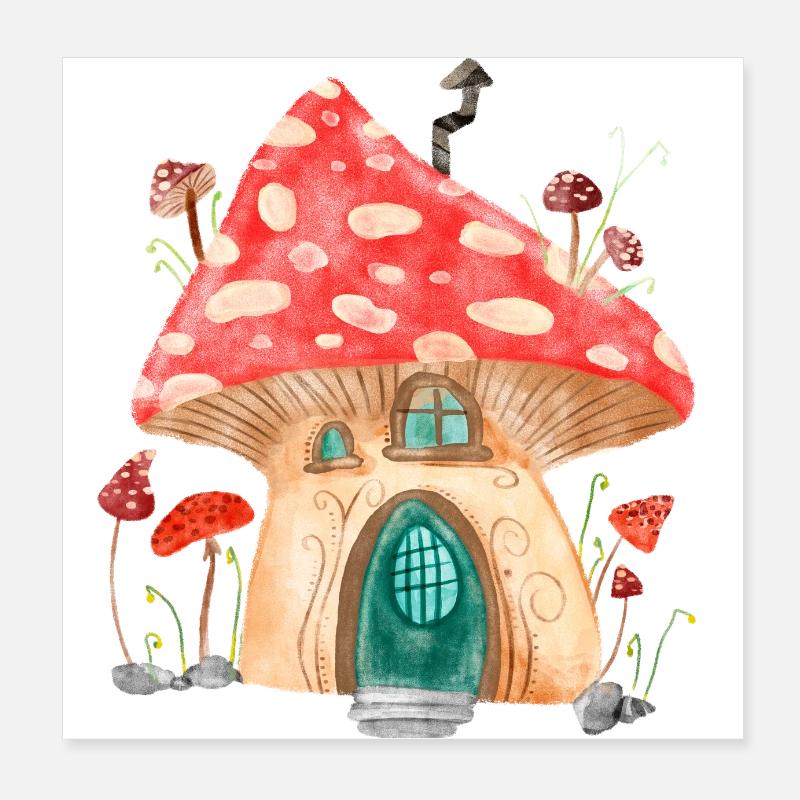 Maison champignon Poster 20 x 20 cm