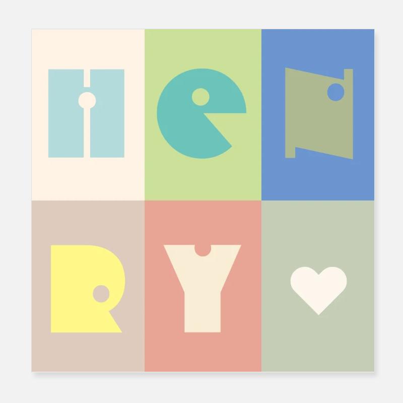 Henry Name Baby Junge bunt Poster 20x20 cm