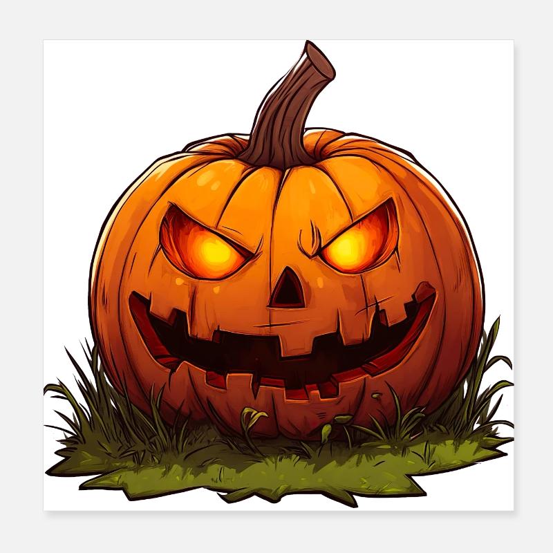 Kürbisse mit Fratzengesicht Poster 20x20 cm