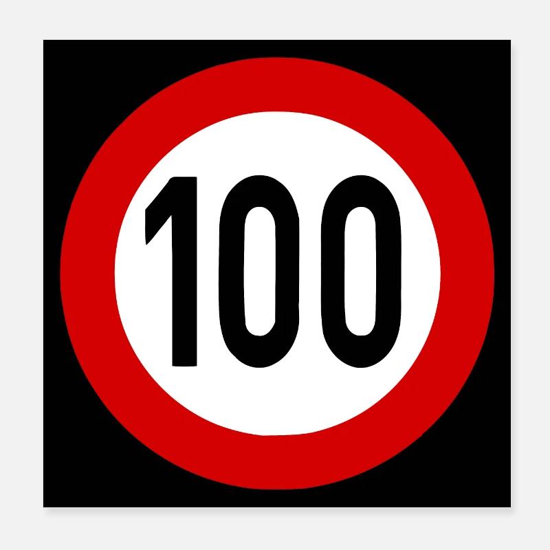 Speed Sign TempoLimit 100 Shield Poster 8" x 8" (20x20 cm)