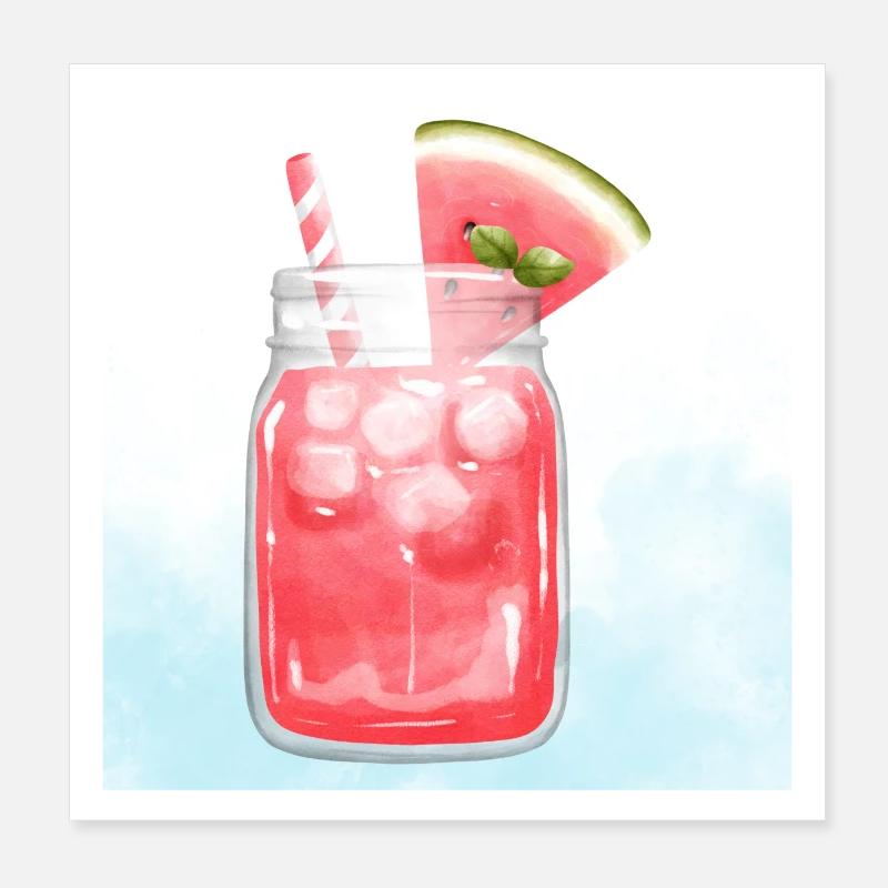 Refreshing Watermelon Cocktail Art Poster 8" x 8" (20x20 cm)