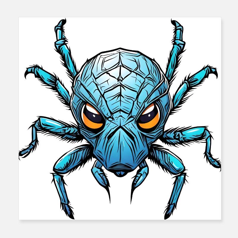 Une impressionnante araignée bleue Poster 20 x 20 cm