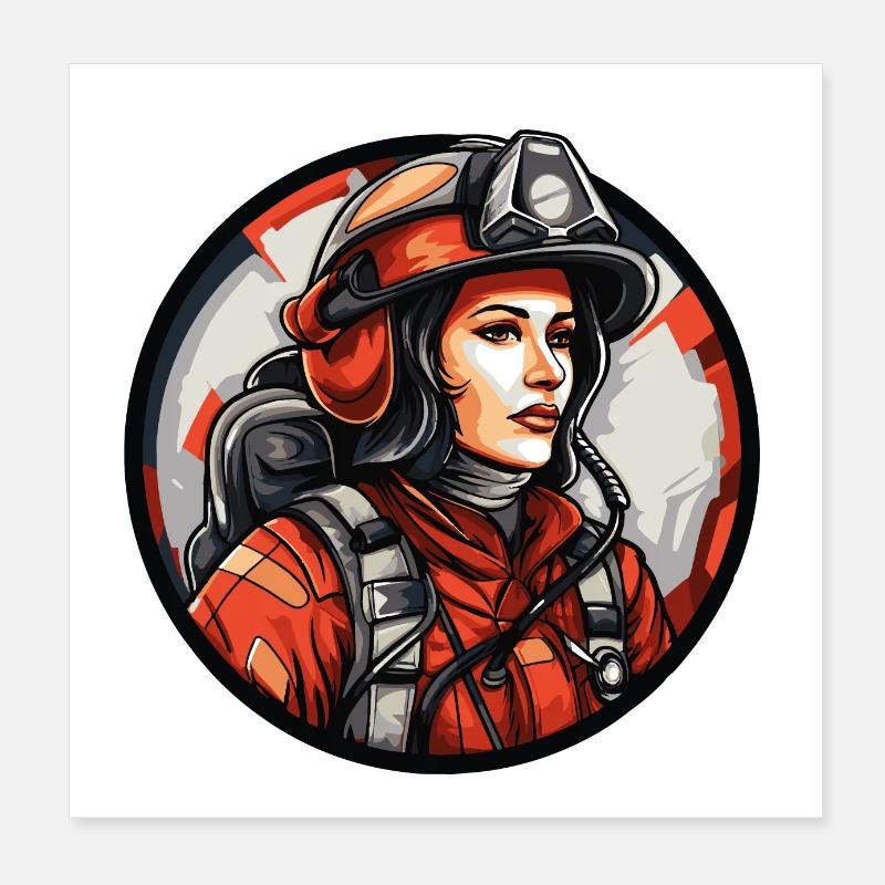 Firewoman Poster 8" x 8" (20x20 cm)