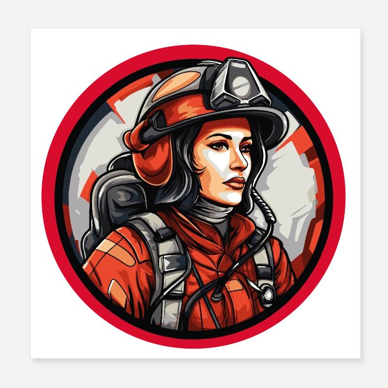 Firewoman Poster 8" x 8" (20x20 cm)