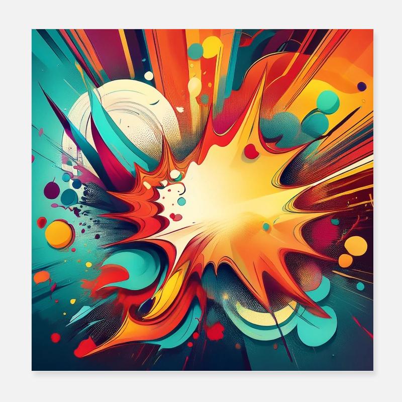 Abstract Colourful Splash with Explosive Design Poster 8" x 8" (20x20 cm)