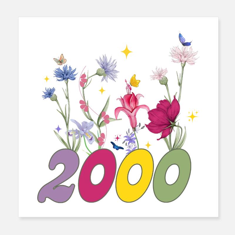 Année de naissance 2000 fleurs sauvages Poster 20 x 20 cm