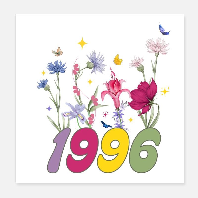 Année de naissance 1996 fleurs sauvages Poster 20 x 20 cm