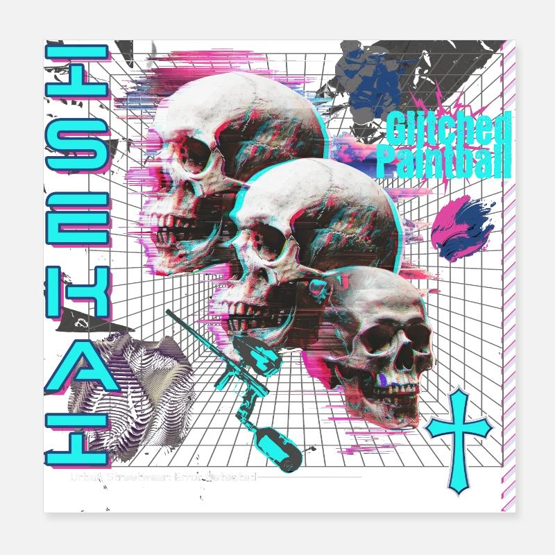 Isekai glitched paintball, skulls Poster 8" x 8" (20x20 cm)